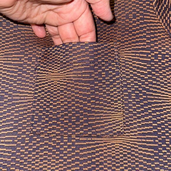 LuLaRoe S Carly Burnt Orange Indigo Blue Knit Crewneck Short Sleeve Hi Low Dress - Picture 9 of 10